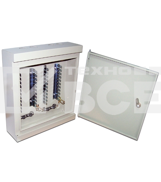 Настенный распределительный бокс, 20 плинтов, 200 пар, металл, с замком