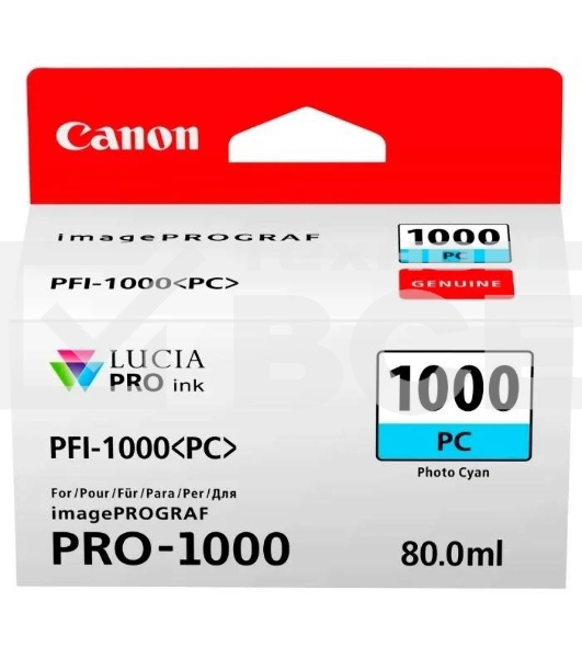 Картридж струйный Canon PFI-1000 PC фото голубой (80 мл.) для Canon IJ SFP PRO-1000 WFG