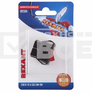 Выключатель клавишный 250V 15А (6с) ON-ON красный с подсветкой (RWB-506, SC-767) Rexant (в упак. 1шт.)