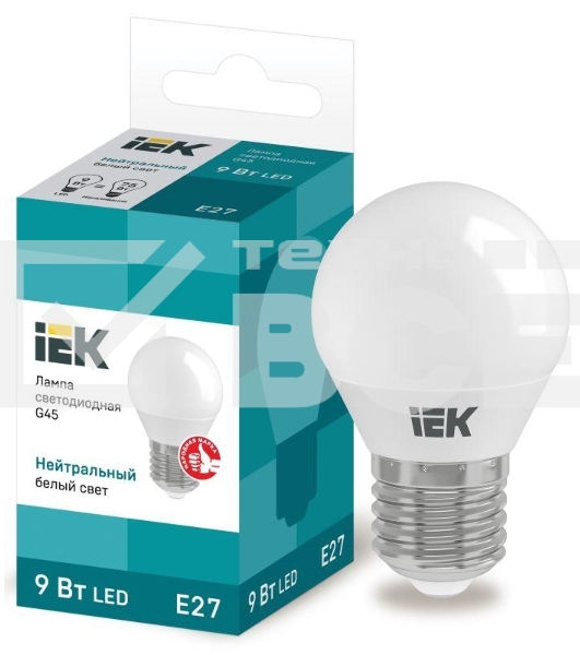 Лампа Iek LLE-G45-9-230-40-E27 светодиодная ECO G45 шар 9Вт 230В 4000К E27