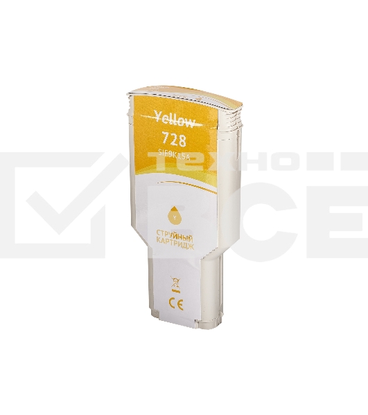 Струйный картридж Sakura F9K15A (№728 Yellow) для HP, желтый, 300 мл.