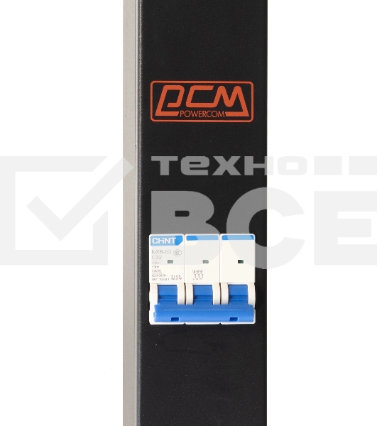 Блок распределения питания Powercom PDU-32AVMS24-18C3-6C9-3P верт.размещ. 18xC13 6xC19 с сетевым мониторингом 3x32A EN 60309 2м