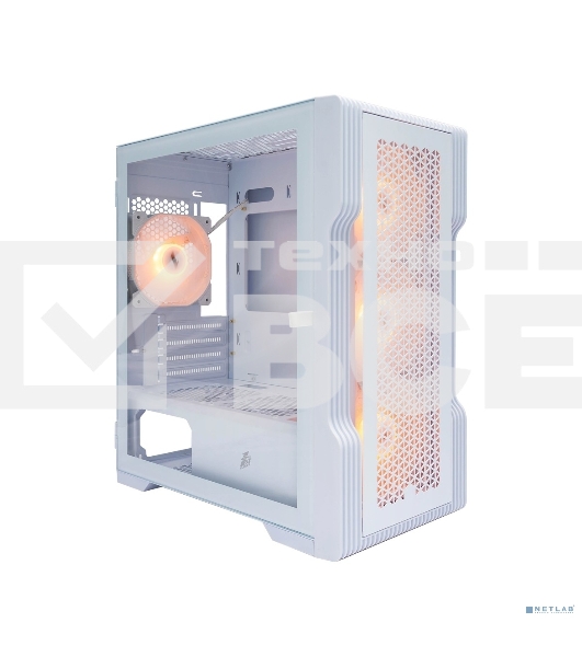 Компьютерный корпус 1STPLAYER TRILOBITE T3 White / mATX, TG / 4x 120mm LED fans inc. / T3-WH-4F1-W