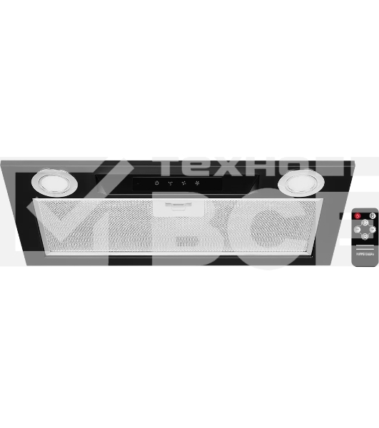 Вытяжка встраиваемая Kuppersberg INLINEA 52 Black, ширина 52 см, отвод/рециркуляция, 850 м3/час, электронное сенсорное управление, таймер, пульт ДУ, 3 скорости, светодиодное освещение 2х3,5 Вт, металлический жироулавливающий фильтр, угольный фильтр С6С (о