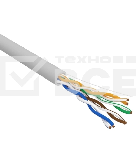 Кабель витая пара, U/UTP, CAT 5e, ZH нг(А)-HF, 4х2х0,52мм, 24AWG, INDOOR, SOLID, серый, 305м Rexant PRO