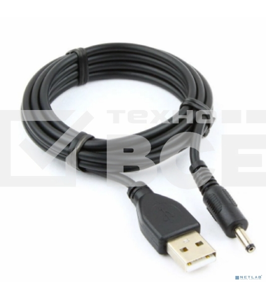 Кабель Cablexpert CC-USB-AMP35-6-N USB2.0 AM/DC 3.5мм (для хабов), медь, экран, 1.8м, черный, пакет