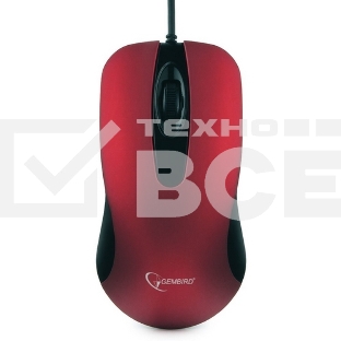 Мышь проводная Gembird MOP-400-R красный, 1000 dpi, USB, кнопки - 3