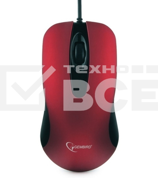 Мышь проводная Gembird MOP-400-R красный, 1000 dpi, USB, кнопки - 3