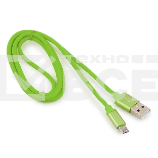 Кабель USB 2.0 Cablexpert CC-S-mUSB01Gn-1M, AM/microB, серия Silver, длина 1м, зеленый, блистер 