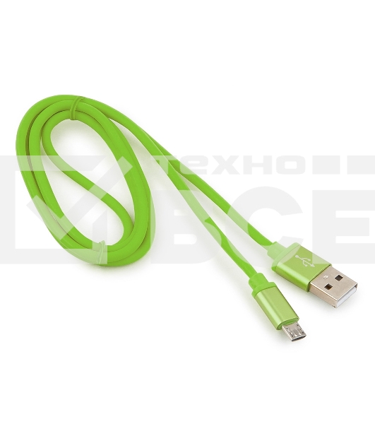 Кабель USB 2.0 Cablexpert CC-S-mUSB01Gn-1M, AM/microB, серия Silver, длина 1м, зеленый, блистер 