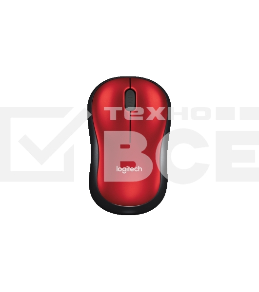Мышь беспроводная Logitech M185, красный, 1000 dpi, радиоканал, USB, кнопки - 3