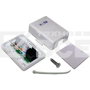 Настенная розетка, 1 порт RJ-45 категории 6, UTP, белая