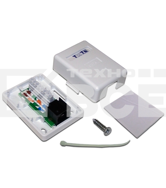 Настенная розетка, 1 порт RJ-45 категории 6, UTP, белая