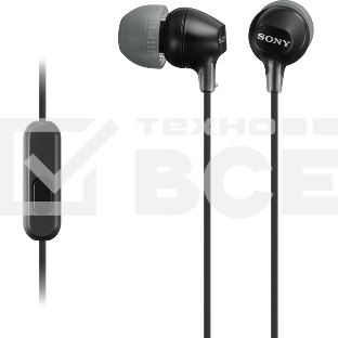 Гарнитура вкладыши Sony MDREX15APB.CE7 1.2м черный проводные (в ушной раковине)