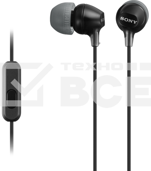 Гарнитура вкладыши Sony MDREX15APB.CE7 1.2м черный проводные (в ушной раковине)
