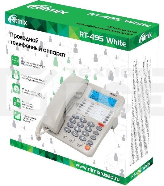Телефон проводной Ritmix RT-495 белый