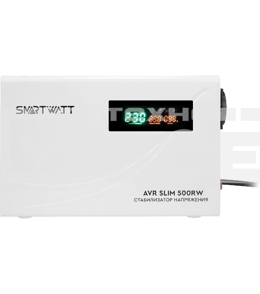 Настенный стабилизатор напряжения SMARTWATT AVR SLIM 500RW (100W - 260W, 500VA, 0.5 кВт, 50 Гц, розеток — 1, LED-диспле