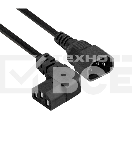 Кабель питания ExeGate Power EC-3P (C13 угловой->C14, VDE-250V-3*1.0mm2, медь, черный, 16A, 3м)