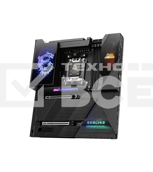 Материнская плата MSI MEG X870E GODLIKE, AM5, AMD X870E, 4xDDR5, 4xSATA, 7xM.2, 2xPCIe 5.0 x16, 1xPCIe 4.0 x4, 2xUSB-C DP, 1x10G LAN, 1x5Gb LAN, Wi-Fi 7, Bluetooth 5.4, 2xUSB-C 40Gbps, 5xUSB-C 10Gbps, 1xUSB-C 20Gbps, 8xUSB-A 10Gbps, 4xUSB-A 5Gbps, 4xUSB-A 2.0, 1xS/PDIF, 2x3.5 мм, 7.1, E-ATX