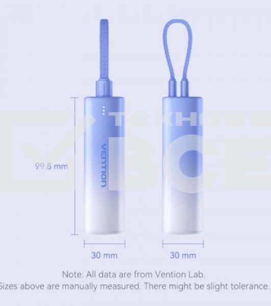 Портативный аккумулятор Vention Power Bank 5000mAh(USB-C + Lightning) 20W Серо-белый, шт.