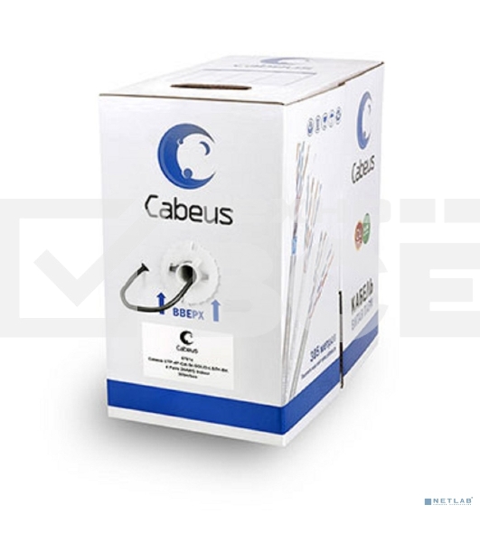Кабель витая пара Cabeus, LSZH (нг(A)-HFLTx), U/UTP, кат. 5е, проводник Ø 0,5мм, 305м, коробка, тип прокладки: внутри зданий, цвет: черный