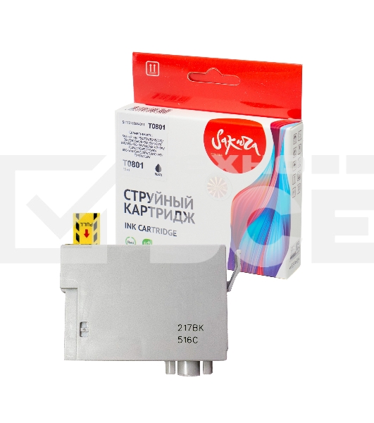 Картридж струйный Sakura C13T08014011 (T0801) для Epson, черный, 7,4 мл.