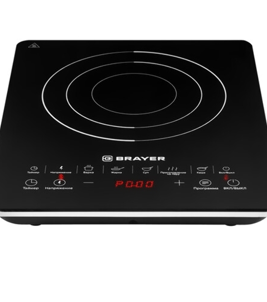 Плита настольная электрическая BRAYER BR2800 черный, 2.2 кВт, индукция, конфорки - 1, стеклокерамика, сенсор
