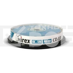 Диск CD-RW Mirex 700 Mb, 12х, Cake Box (10), (10/300)