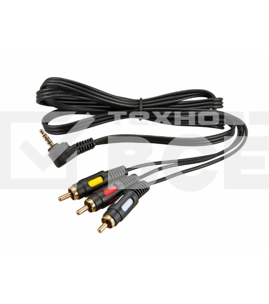 Шнур Стерео 3,5 мм 4C - 3 RCA, длина 1,5 мeтра (GOLD) Rexant