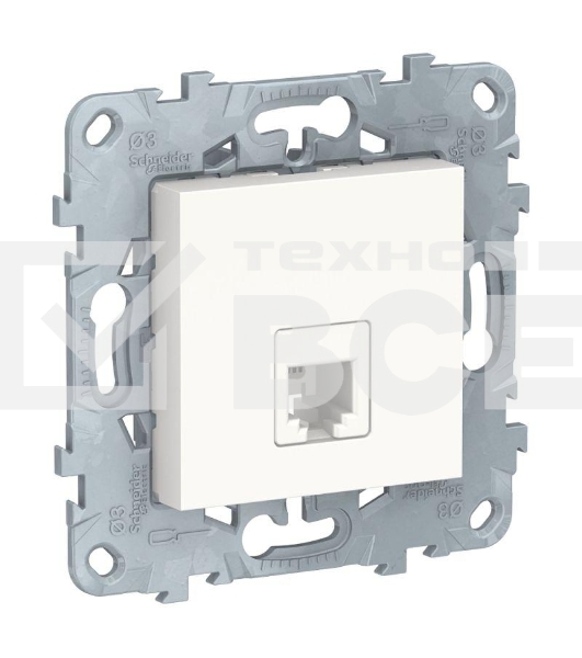 Механизм розетки телефонная UNICA NEW RJ11 одиноч. 4 контакта бел. SchE NU549218