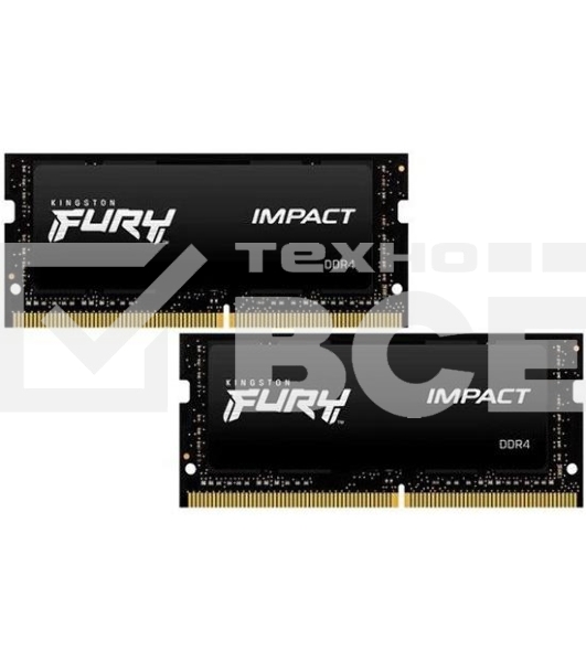 Оперативная память Kingston Fury Impact, DDR4, 16GB (2x8GB), 3200MHz, CL20, SO-DIMM