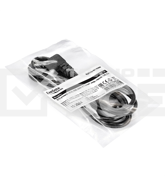 Кабель питания ExeGate Power EC-3P (C13 угловой->C14, VDE-250V-3*1.0mm2, медь, черный, 16A, 3м)
