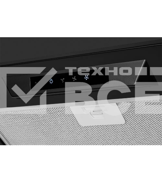 Вытяжка встраиваемая Kuppersberg INLINEA 52 Black, ширина 52 см, отвод/рециркуляция, 850 м3/час, электронное сенсорное управление, таймер, пульт ДУ, 3 скорости, светодиодное освещение 2х3,5 Вт, металлический жироулавливающий фильтр, угольный фильтр С6С (о
