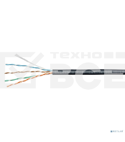 Кабель витая пара Cabeus, LSZH (нг(A)-HFLTx), U/UTP, кат. 5е, проводник Ø 0,5мм, 305м, коробка, тип прокладки: внутри зданий, цвет: черный