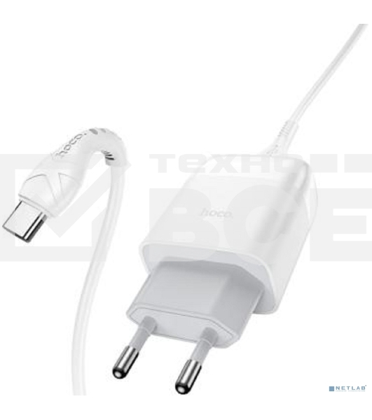 Зарядное устройство Hoco 18Вт, 3А, QC3.0, 1xUSB + кабель USB/Type-C, CS12A, белый, блистер