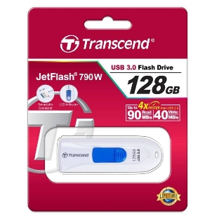 Флешка USB Transcend Jetflash 790 (TS128GJF790W), 128Gb, USB 3.0, R/W 90/40, белый