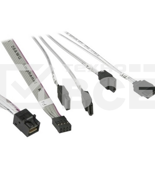 Кабель SuperMicro CBL-SAST-0631 cross-over HDmSAS to 4xSATA 55cm