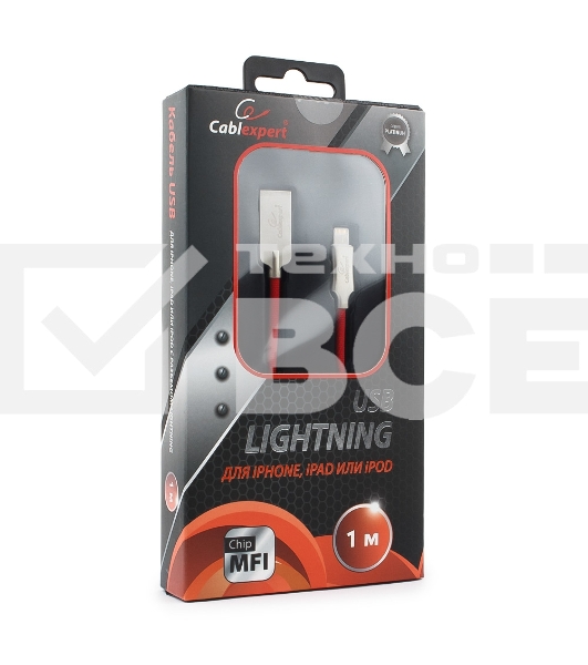 Кабель USB Cablexpert для Apple CC-P-APUSB02R-1M, MFI, AM/Lightning, серия Platinum, длина 1м, красный, блистер