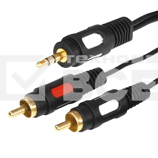 Шнур Стерео 3,5 мм - 2 RCA, длина 1,5 метра (GOLD) Rexant