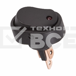Выключатель клавишный 12V 20А (3с) ON-OFF черный ОВАЛ с красной LED подсветкой Rexant