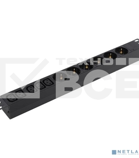 Блок розеток горизонтальный ExeGate ServerPro PDU-19H010 Al-5C136S-C14, 19