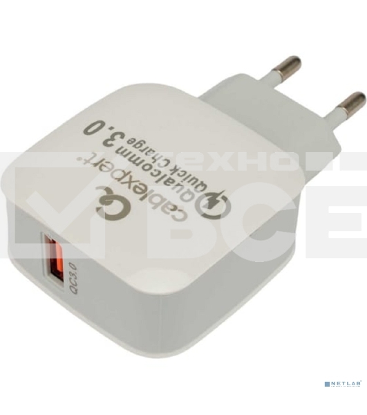 Сетевое зарядное устройство Cablexpert MP3A-PC-40 18Вт, 3А, QC3.0, 1xUSB,,черный, пакет