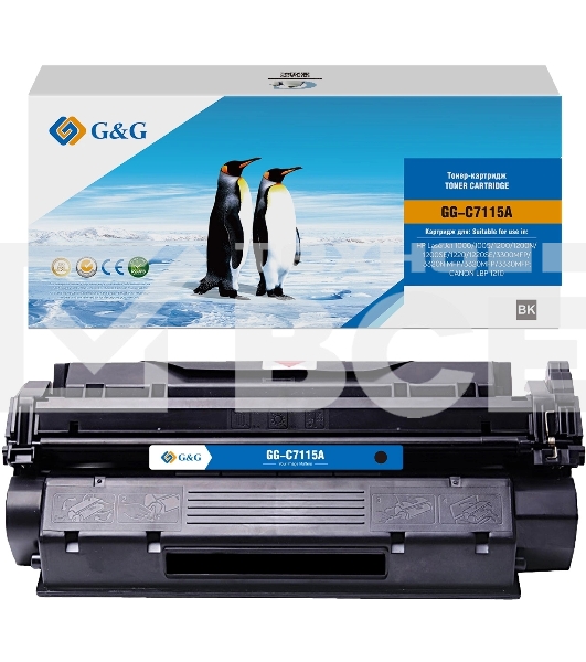 Картридж лазерный G&G GG-C7115A (C7115A) черный (2500 стр.) для HP LJ 1000/1005/1200/1200N/1200SE/1220/1220SE/3300MFP/3320N MFP/3320MFP/3330MFP