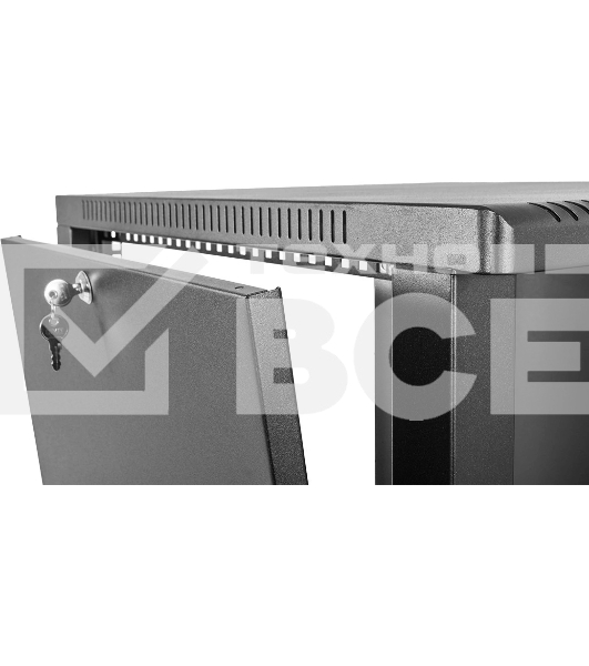Шкаф коммутационный ЦМО (ШРН-6.350.1-9005) настенный 6U 600x350мм пер.дв.металл 200кг черный 300мм 180град.