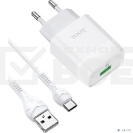 Зарядное устройство Hoco 18Вт, 3А, QC3.0, 1xUSB + кабель USB/Type-C, CS12A, белый, блистер, фото7