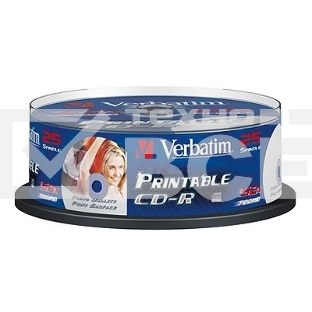 Диск CD-R Verbatim 700Mb 52x Cake Box (25шт) Printable (43439)