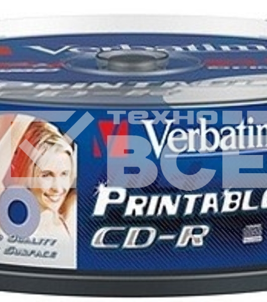 Диск CD-R Verbatim 700Mb 52x Cake Box (25шт) Printable (43439)