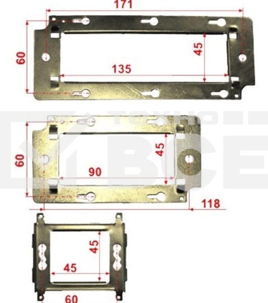 Суппорт Lanmaster LAN-MF45X45 1xMosaic металлический упак:1шт