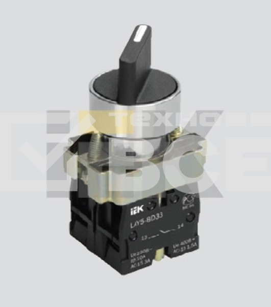 Переключатель LAY5-BJ33 на 3 полож. черный I-O-II дл. ручка ИЭК BSW70-BJ-3-K02