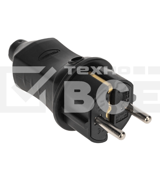 Вилка прямая влагозащищенная 2P+PE 230V, 16 А, IP44 каучук PROconnect